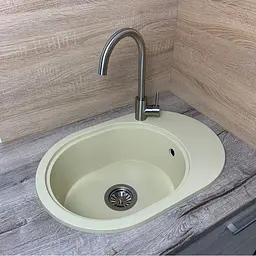 Кухонна мийка Adamant OVALE ivory 610x420x180 мм, з крилом 61 см - мініатюра 2
