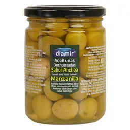 Оливки зелені Diamir без кісточки Аромат анчоуса Manzanilla 420 г - мініатюра 2