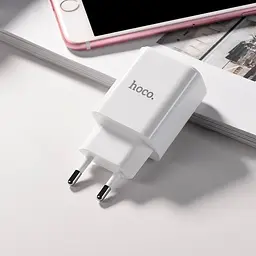 Зарядний пристрій 2USB Hoco C63A LCD 2.1A White - мініатюра 3