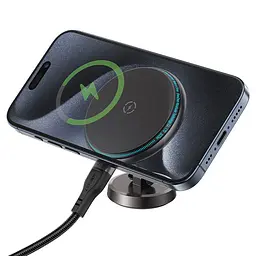 Автотримач для телефона з БЗП Acefast D30 magnetic folding wireless charging car holder чорний - мініатюра 3