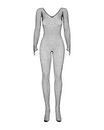 Сітчастий бодістокінг з довгим рукавом Obsessive Bodystocking N109 black чорний комбінезон S/M/L - мініатюра 3