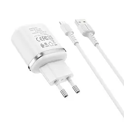 Зарядний пристрій Borofone BA36A USB QC 18W білий + кабель USB to MicroUSB - мініатюра 3
