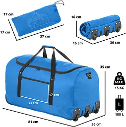 Сумка дорожня на колесах TravelZ Wheelbag 100 Liter Blue (603093) - мініатюра 3