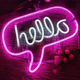 Нічник неоновий Hello на батарейках рожевий (141417) - мініатюра 6