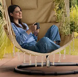 Бразильське крісло - гамак Outtec Boho Sois XXL бежевий - мініатюра 4