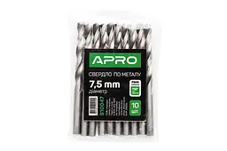 Свердло по металу APRO 7.5 мм Р6М5 (в упаковці 5 шт.) - мініатюра 3