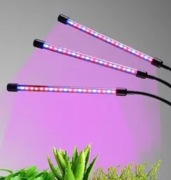 Фітолампа USB для росту рослин на 3 лампи гнучка, світлодіодна LED фіто лампа повного спектру професійна 3 гілки на прищіпці світильник для кімнатних квітів орхідей розсади лед фітолампа на три фітосвітильника для підсвічування та регулювання яскравості  - мініатюра 3