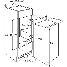 Холодильник Electrolux вбудований з верхн. мороз. 122x54х55 холод.відд. 173л мороз.відд. 14л 1дв. А+ ST дисплей білий - мініатюра 4