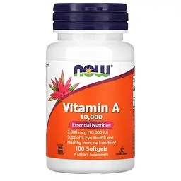 Вітамін А, Vitamin A, NOW foods 3000 мкг (10 000 МО), 100 капсул