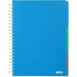 Зошит на пружині Buromax Bright А4 (210x297) 120 аркушів 3 розділювачі синій (BM.24345912-02)