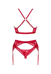 Комплект білизни Obsessive Lacelove XS/S червоний - мініатюра 8