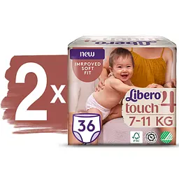 Набір підгузків-трусиків Libero Touch Pants 4 (7-11 кг), 72 шт. (2 уп. по 36 шт.) - мініатюра 2