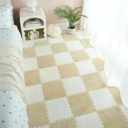 Килимок-пазл з плюшевим покриттям 10 пазлів 30х30х1.5 см білий-беж - мініатюра 3