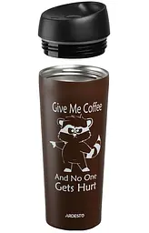Термокружка Ardesto Coffee time Raccoon, 450 мл, коричневий (AR2645DML) - мініатюра 2