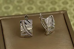 Сережки Xuping Jewelry Крижана мозаїка 1,5 см сріблясті