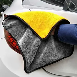 Мікрофібра для полірування авто сіро-жовте 2 штуки фібра для сушіння машини 39х30 см