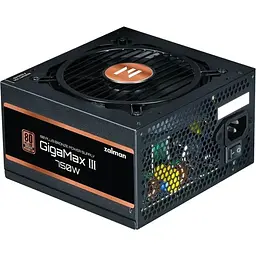 Блок живлення Zalman Gigamax 3 (750W) 88% 80+ Bronze 120мм 1xMB 24pin(20+4) 2xCPU (8pin(4+4)+8pin) 3xMolex 6xSATA 4xPCIe 8pin(6+2) 1x12VHPWR Semi Modular