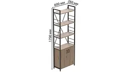 Етажерка 4/60 Серії Конект з тумбою 179x60x28 Чорний ДСП Дуб Сан-Марино FRD-104485 - мініатюра 3