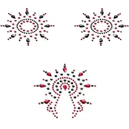 Пестіс з кристалів Petits Joujoux Gloria set of 3 - Black/Red, прикраса на груди та вульву