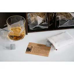 Подарунковий набір Whiskey Stones камені для віскі у дерев'яному пеналі №4 - 4 склянки Bormioli Rocco Cassiopea + щипці + мішечок - мініатюра 6