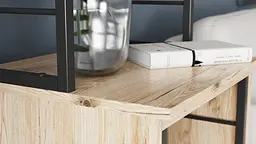 Стіл-тумба трансформер Смарт 3/1 з етажеркою Ferrum-decor 1430x1450x500 Чорний метал ДСП Дуб Сан-Марино 16 мм (FRD-105110) - мініатюра 9
