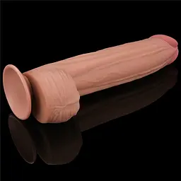 Фалоімітатор LoveToy Sliding-Skin Dual Layer Dong King Sized 31 см тілесний - мініатюра 4