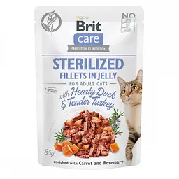 Вологий корм Brit Care Cat Pouch для кастрованих кішок, в желе, качка та індичка 85 г (арт.100532)
