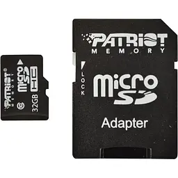 Карта пам'яті Patriot MicroSDHC 32GB class 10 + Adapter SD (PSF32GMCSDHC10)