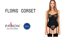 Корсет з пажами та трусики Passion Exclusive Floris Corset, S/M - мініатюра 4