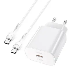 Адаптер мережевий HOCO Type-C to Type-C Cable Jetta charger set N22 25W білий