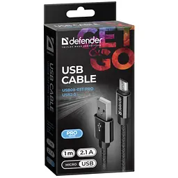 Дата кабель USB 2.0 AM to Micro 5P 1.0m USB08-03T PRO black Defender (87802) - мініатюра 3