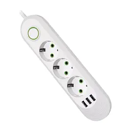 Мережевий фільтр живлення Voltronic F03U, 3роз EU, 3xUSB White (F03U-White)