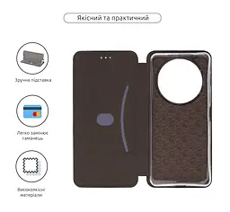 Чехол-книжка для Xiaomi Redmi A3/A3x Poco C61 4G, G-Case, черный, кожаный чехол-книжка из экокожи (PU) и TPU, с магнитом, с подставкой и вместительным кардхолдером, противоударный, защита всего корпуса, ArmorStandart (ARM74432) - мініатюра 3