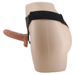 Подвійний страпон з вібрацією Ultra Passionate Harness Dual Penis 16 см коричневий - мініатюра 2