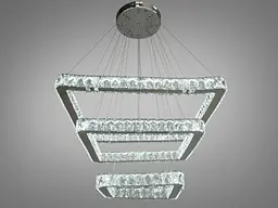 Люстра стельова LED Diasha 7220-9A/650+500+340HR 110W, хром, кристалічний плафон, 65 см, сучасний стиль для дому