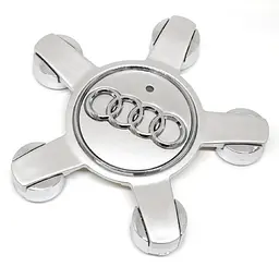 Ковпачки колеса на литі диски Audi 135/57 мм П'ятикутний об'ємний логотип Світло-Сірі 1 шт