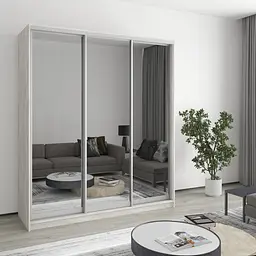 Шафа-купе тридверна MebelStar Стандарт AL 3 Дзеркала 180x60x240 см Аляска сірий (MBS-1613)