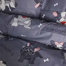 Простирадло MirSon Ranforce Elite 17-0663 Cute Pug 110х160 см сіре (2200009829154) - мініатюра 4