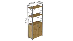 Етажерка 3/60 Ferrum-decor Серії Конект з тумбою 144x60x28 Сірий ДСП Артизан (FRD-104461) - мініатюра 3