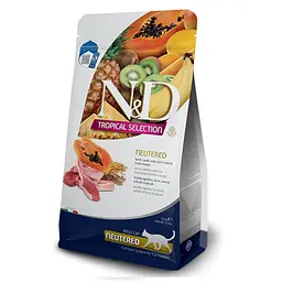 Сухий низькозерновий корм Farmina N&D TROPICAL SELECTION для стерилізованих дорослих котів, з ягням та тропічними фруктами, 300 г