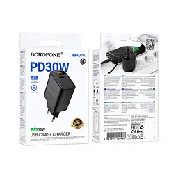 Зарядний пристрій BOROFONE BA97A Ilustre USB-C PD30W digital display Black (6941991120480) - мініатюра 8