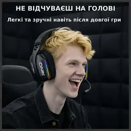 Бездротові ігрові навушники Onikuma GT808 геймерська Bluetooth гарнітура з мікрофоном та RGB Black (19118) - мініатюра 8
