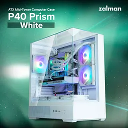 Zalman PC case P40 Prism без БЖ, 2xUSB3.0, 1xUSBType-C, 1x120мм ARGB, VGA 420мм, LCS ready, TG 3x Panels, ATX, білий - мініатюра 2