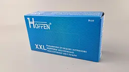 Рукавички одноразові нітрилові блакитні HOFFEN, розмір XXL, 100 шт, неопудрені, для огляду, клінінгу та сервісу