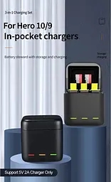 Зарядний пристрій Telesin 3 Slots Battery Charger + 2 акумулятори для Hero 9/10/11 GP-BNC-901 [76675] - мініатюра 9