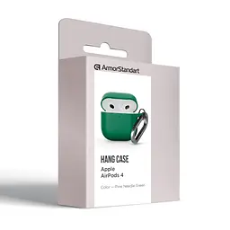 Силіконовий чохол для навушників Apple AirPods 4, Hang Case, зелений, ультратонкий захисний кейс товщиною 2 мм, захист від подряпин, пилу та ударів, компактний, з карабіном для кріплення, ArmorStandart (ARM81289) - мініатюра 8