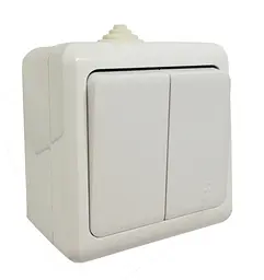 Вимикач Lumano AQUA вологозахищений двоклавішний накладний 10А IP54 (18126)