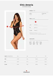 Боді Obsessive Chic Amoria otwarte XS/S чорний - мініатюра 7