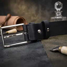 Класичний ремінь брючний для чоловіків з натуральної шкіри Grande Pelle 11676 чорний 120 см - мініатюра 4