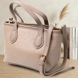 Жіноча сумка з двома ручками з натуральної шкіри Vintage 22283 бежева